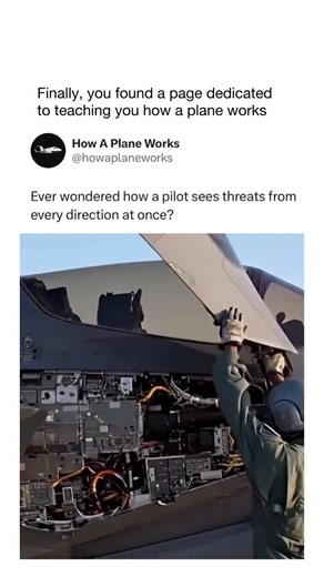 @howaplaneworks teaches you something new about airplanes everyday! 🧠🛫 The true intelligence of a fighter jet lies in its avionics — the complex network of electronic systems that guide, protect, and empower the aircraft. Modern jets are essentially flying supercomputers, managing everything from navigation and communication to weapons control and flight stability. Avionics systems include AESA radars for target detection, GPS and INS for precise positioning, and electronic warfare suites that