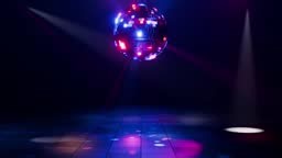 Retro music. Looped 3D animation of disco ball rotation. Disco style....