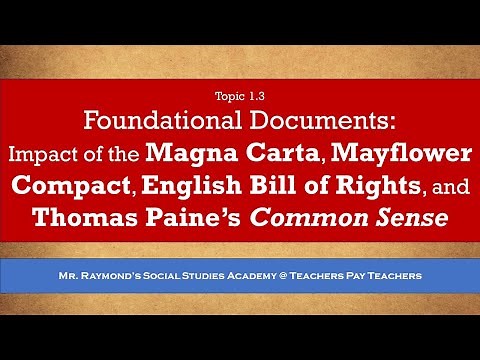 Foundations of Democracy - Topic 1.3: the Magna Carta, Mayflower, Paine's Common Sense Civics EOC