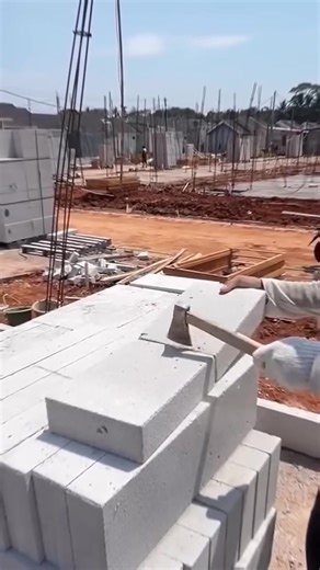 Cutting AAC Blocks with an Axe？ Genius Construction Hack! #construction #building | Foundation Force