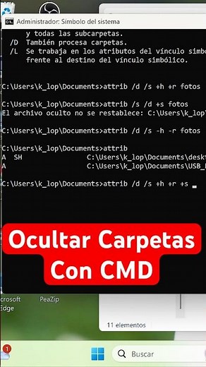 Hide folders in Windows using Cmd. #windows10 #windows11 #computing #technology #cmd