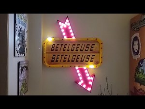 Beetlejuice Light-Up Arrow Sign & Light-Up Tombstone *Updated Betelgeuse Decal*