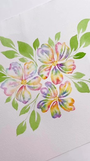 Painting fun rainbow flowers 🌈🌼 #watercolor #painting #rainbow #watercolorflowers #art #easyart #rainbowart | Bliss Of Colours