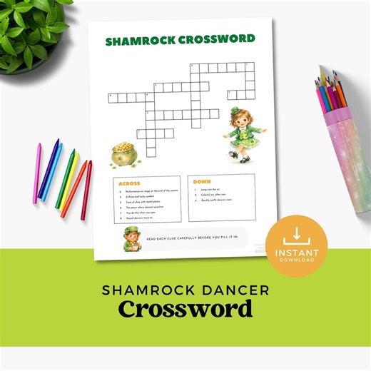 Shamrock Dancer Crossword Printable – St Patrick’s Day Dance Activity - Etsy