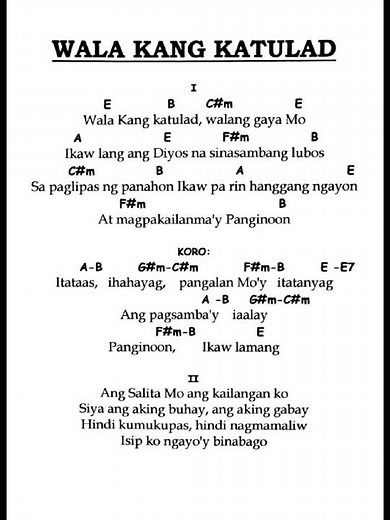 Wala Kang Katulad (Itataas) Lyrics and Chords