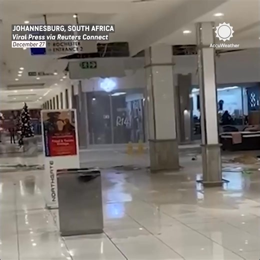 Video captured the moment a shopping mall ceiling collapsed after heavy rainfall in Johannesburg, South Africa. No injuries were reported. | AccuWeather