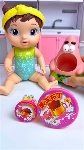 Patrick Star & Doll Eat Cute PuddingToy | Satisfying ASMR Kitchen Unboxing #shorts