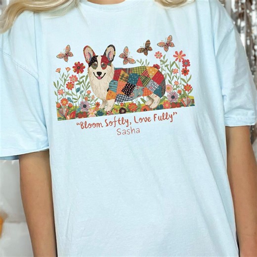 Corgi With Patchwork Quilt T-shirt: 100% Cotton, Sizes S-4XL Available in 15 Colors - Etsy