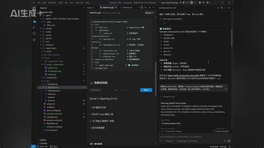 神了！Remotion Skills 一句话生成视频