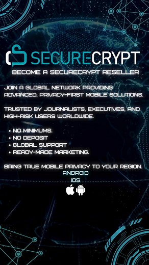 Partner with SECURECRYPT — the leading encrypted communications platform. No deposit. No minimums. Full support and marketing provided. | SecureCrypt