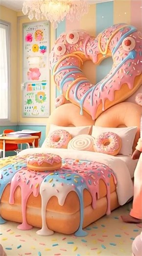 [ASMR] Donut Bed vs. Swiss Cheese Bed: The Ultimate Theme Room Showdown #asmr #asmrsounds #shorts