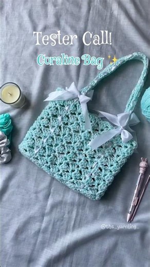 Coraline Bag 🩵✨ #crochet #crochetforbeginners #diycrochet #crochettutorial #diy #testercall