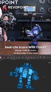 Revopoint Trackit – Rapidly Scanning a Robot No markers, no spray, just fast, accurate, marker-free scans. With 30 laser cross lines and its optical tracking base station, Trackit can effortlessly scan this robot, creating animation-ready assets in a fraction of the time! Curious about Trackit? Click to learn more: https://revo.ink/4i9Iuo9 | Revopoint