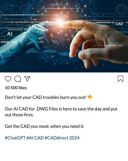 CADdirect 2024 AI - World's first CAD system for .DWG Files powered by OpenAI and ChatGPT. Visit www.cad.direct