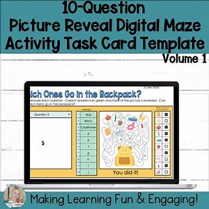 Editable Self-Checking Task Card Template Picture Maze Reveal Digital Resource 1