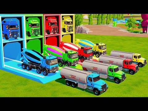 Garage with Colors - ALL MIXER TRUCK WITH DOUBLE FLATBED TRAILER TRUCK, VOLVO, AGRALE, FREIGHTLINER
