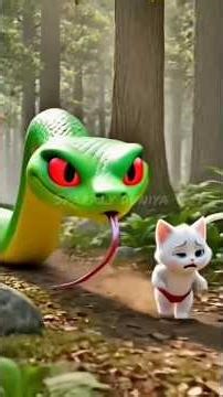 Tiny Kitten Chased by a Dangerous Snake in the Forest! 😱🐍#emotionalstory #cartoon
