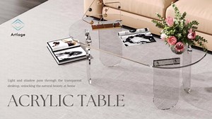 Clear Acrylic Coffee Table Transparent Table-Set Small Accent Stand