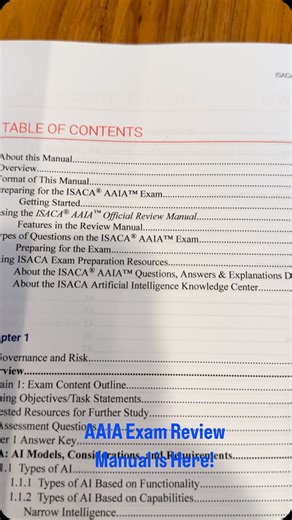 29 reactions | We’re so excited! The ISACA Advanced in AI Audit exam and exam prep is here! Here’s a peek inside the review manual (also available as an ebook). #AAIA #aiaudit #aiauditing #isaca | ISACA | Facebook