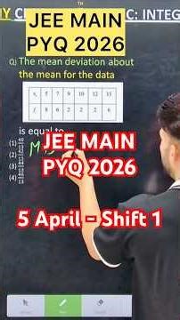 Q) The mean deviation about the mean for the data is equal to #statistics #jee2026