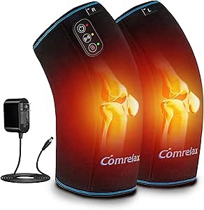 Knee Massager with Heat & Vibration, Heating Pad for Knee Pain Relief, Heating Pad for Leg Pain, Leg Massager, 3 Vibration Modes 3 Heat Levels, AC Adapter Heating Faster (No Battery)