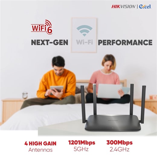 ⚡ Power Up Your Network with Wi-Fi 6! Upgrade to the DS-3WR15X and enjoy faster, smarter home internet like never before. 📶 Speed: Up to 1.5 Gbps (1201 Mbps @ 5GHz 300 Mbps @ 2.4GHz) 📡 Coverage: Dual-Band 4 High-Gain Antennas for wider signal reach 🧠 Tech: Wi-Fi 6 — OFDMA, MU-MIMO & Beamforming for multi-device homes 🔐 Security: WPA3-SAE ready advanced firewall-grade protection 🔌 Connect: Gigabit WAN 3 × Gigabit LAN ports for high-speed wired links 📲 Smart Setup: App management & seamless 