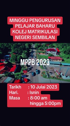 Selamat datang ke Kolej Matrikulasi Negeri Sembilan untuk Pelajar Baharu sesi 2023/2024. Suasana hari pendaftaran di Kolej Matrikulasi Negeri Sembilan #matrikulasi #matriculation #kmns #kolejmatrikulasinegerisembilan #CapCut