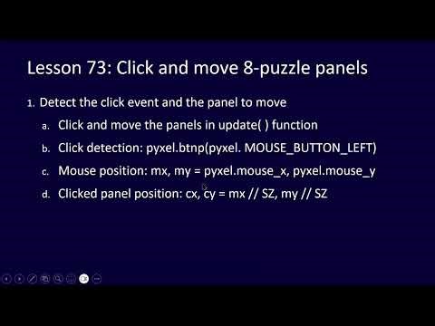 Python Challenge for ALL, Lesson 73: Click and move 8-puzzle panels