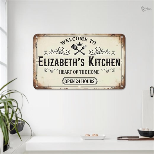 Custom Metal Kitchen Sign Personalized Kitchen Decor Kitchen Wall Art - Etsy