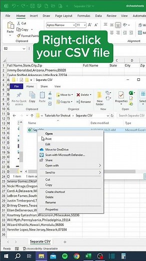 Separate CSV in Excel‼️ #excel
