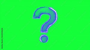 Question mark animation Green Screen, Neon Glowing pop up question mark on green screen, 4k question mark confused Overlay Chroma Key Loopable - 4K stock video Stock Video