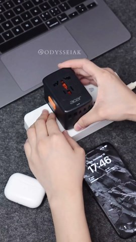 Acer Universal Travel Plug Adapter - International Power Adapter with 5 USB Ports (3 USB C) 5.8A, Worldwide Outlet Charger for USA to European UK France Germany Spain, Type C/E/F/G/I/L/A, White