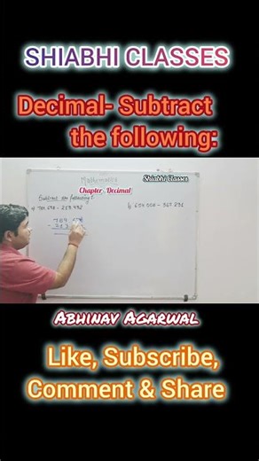 Decimal Subtraction Made Simple! | Part-2 | Step-by-Step Explanation | Shiabhi Classes