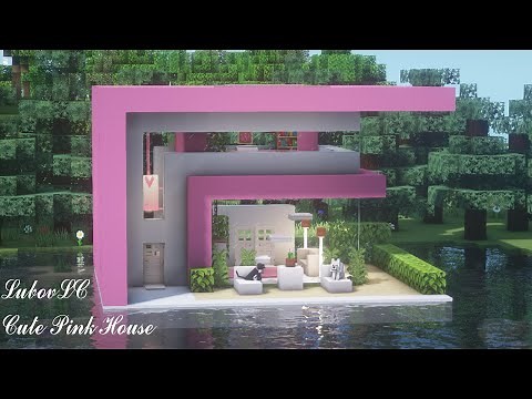 How to Build a Cute Modern Pink House | Minecraft Tutorial 🌸 (#25)