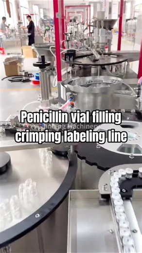 Penicillin vial bottle filling crimping and labeling machine #penicillin #packingmachine