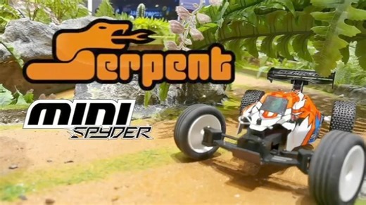 Serpent Mini Spyder promo clip! The Serpent Mini Spyder RTR is a small 1/24 ep buggy made of super elastic plastic to absorb shocks well, high-grip off-road wheels and equipped with the finest technology, the vehicle leaves nothing to be desired. The coreless motor accelerates the RC car up to 20km/h. If this is too fast for you in the living room or children's room, you can also reduce the speed thanks to a rotary control nub. Throttle/brake and steering commands are sensitively implemented in 