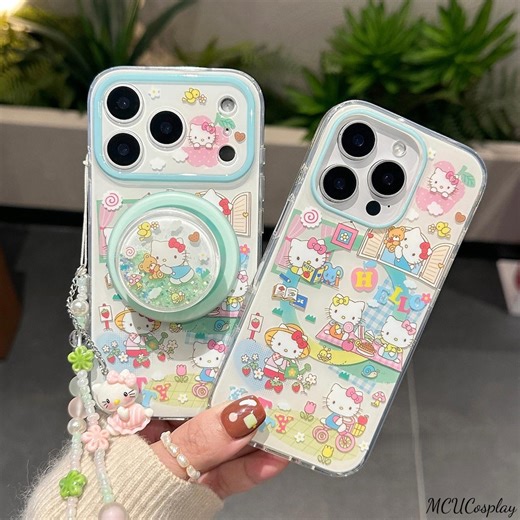 Hello Kitty Spring Picnic Magnetic Phone Case With Glitter Shaker Grip, iPhone 17 Pro Max Case, Magsafe Compatible, iPhone 17 Pro, iPhone 17 - Etsy UK