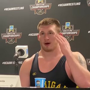 Mason Parris after winning the Heavyweight 2023 NCAA title. | FloWrestling