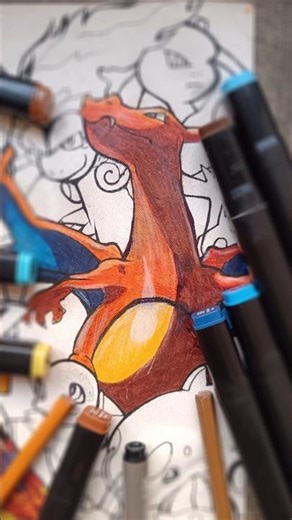 Coloring Charizard from my Pokémon Drawing – Part-3 🔥#art #pokemon