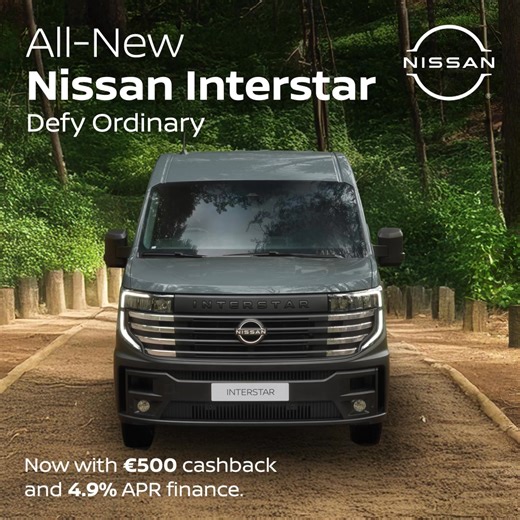 1.5K views · 55 reactions | Meet the van that works as hard as you do: the All-New Nissan Interstar. Designed with incredible versatility, it offers multiple lengths and heights to perfectly match your cargo needs, ensuring a comfortable and productive journey. Make a smart investment for your fleet: Secure €500 Cash Back and take advantage of our attractive 4.9% BHP Finance on the All-New Interstar. This limited-time offer helps you get the van you need today! | Nissan | Facebook