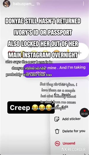 Its been 2 days and donyae still hasn't returned #ivorybabu passport and I.d. Now donyae kicked her out her main #Instagram ! #FYP #Viral #nowthatstv