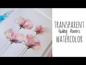How to Paint Transparent layered Fading Flowers in Abstract style: floral Watercolor painting