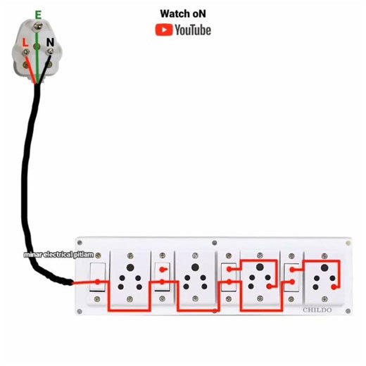 Extension Board 4 Switch 4 Socket Connection #extensionboardwiring