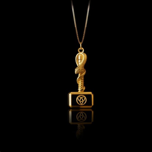 Gold Hammer Snake Pendant - Norse Jewelry, Symbol of Strength & Protection | Made in USA - Etsy