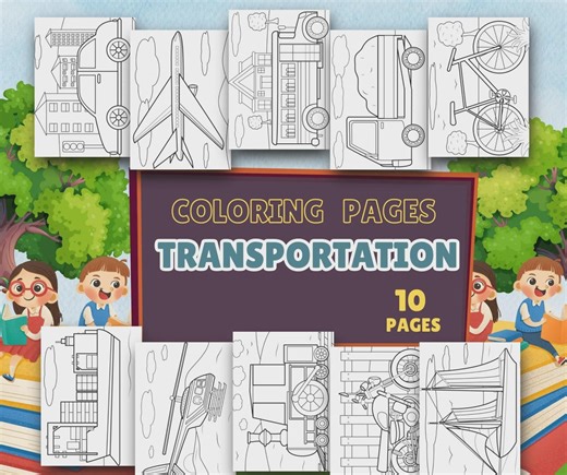 Transportation Coloring Pages for Kids, Toddlers, Preschoolers (10 Pages) - Etsy