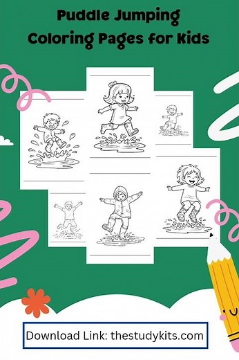 Puddle Jumping Coloring Pages for Kids – Fun Rainy Day Activity