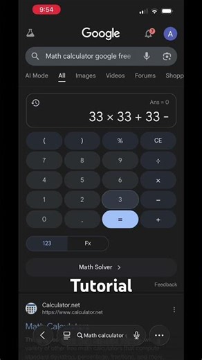 hpw to get infinity on google calculator