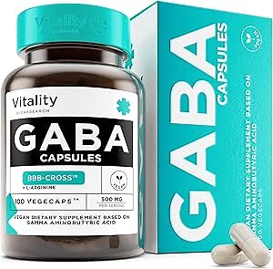 GABA Supplements 500mg, GABA Calm w/Natural Gamma Aminobutyric Acid with L-Arginin, GABA Magnesium, GABA Sleep Aid - GABA 100 Caps for Stress Relief, Calm, Relaxation & Sleep