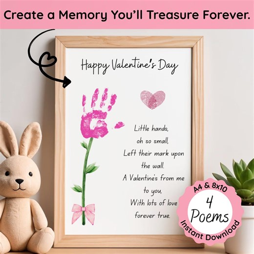 Valentine Handprint Flower Poem Art, Toddler Keepsake (digital Download A4/8.5x11in PDF) - Etsy