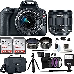 Canon EOS Rebel SL2 Digital Camera with EF-S 18-55mm f/4-5.6 is STM Lens Advanced Photo Travel Bundle